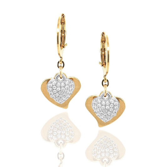Surgical Steel Solid And CZ Heart Earrings - HK Jewels