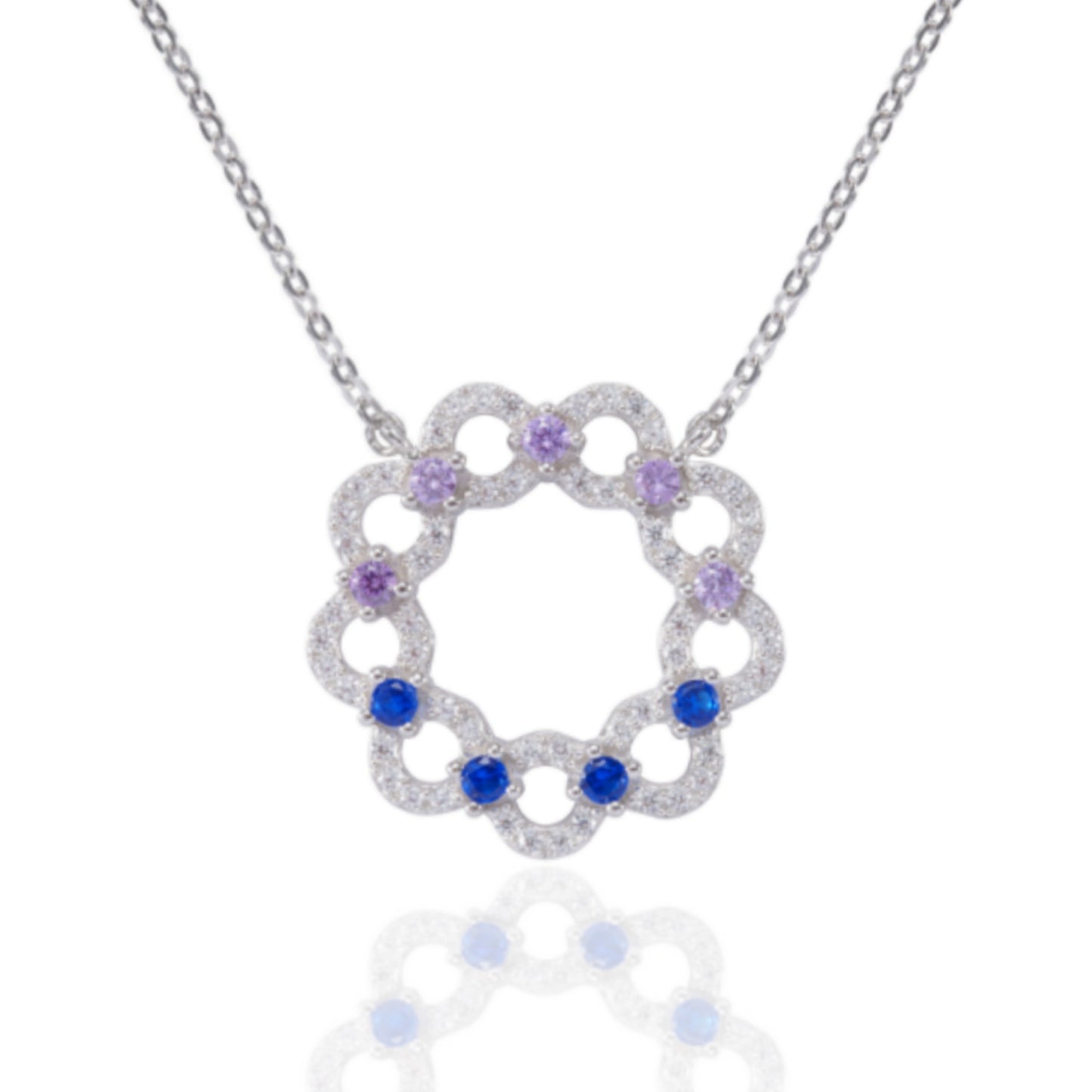Sterling Silver Colorful Necklace - HK Jewels