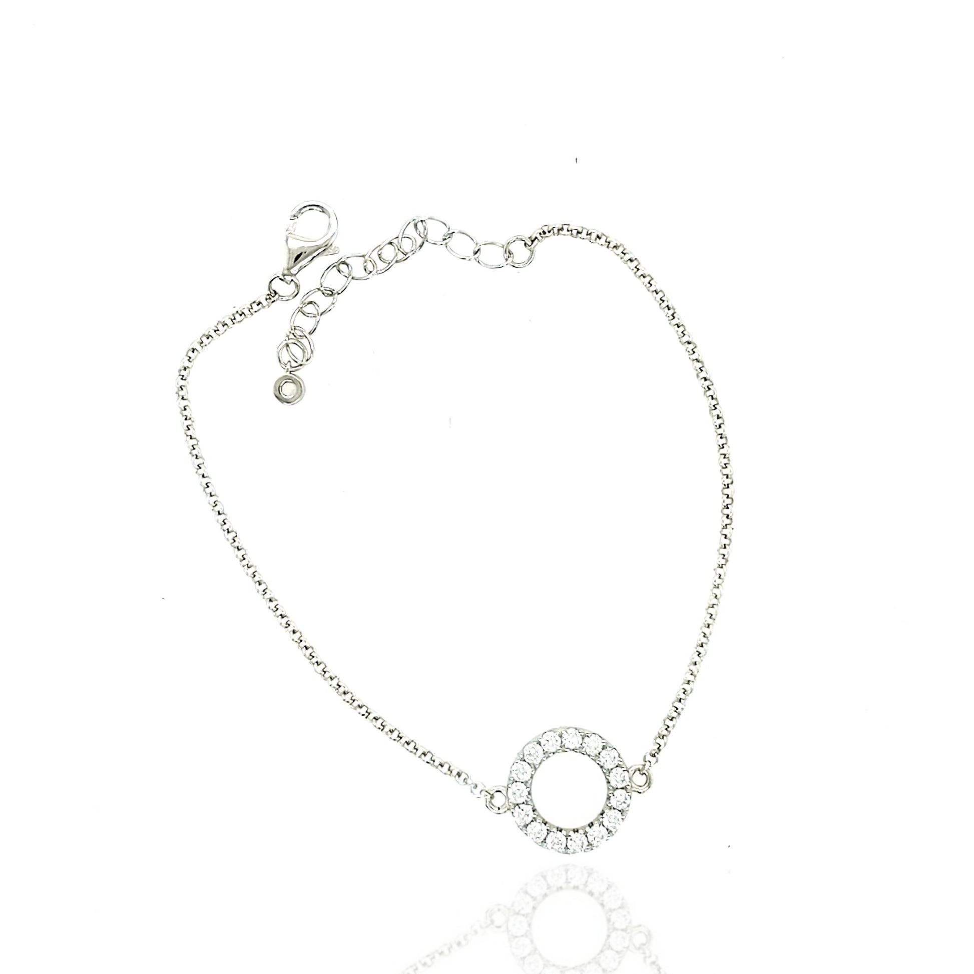 Sterling Silver Small CZ Circle Bracelet - HK Jewels
