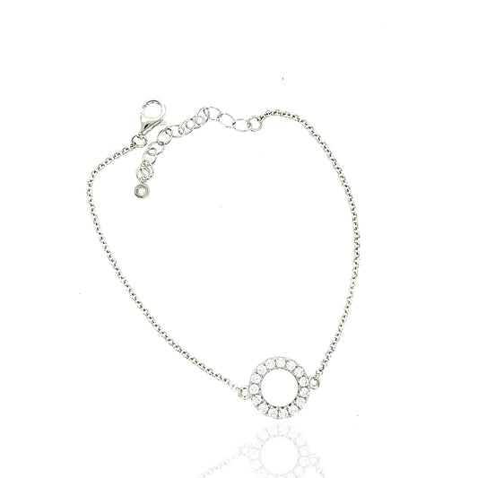 Sterling Silver Small CZ Circle Bracelet - HK Jewels
