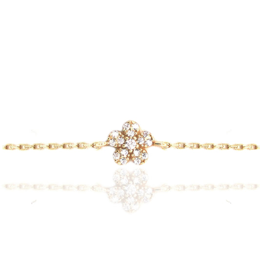 Sterling Silver Butterfly And CZ Flower Bracelet - HK Jewels