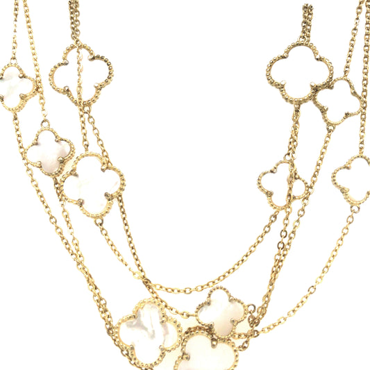 Sterling Silver Long Clover Necklace - HK Jewels