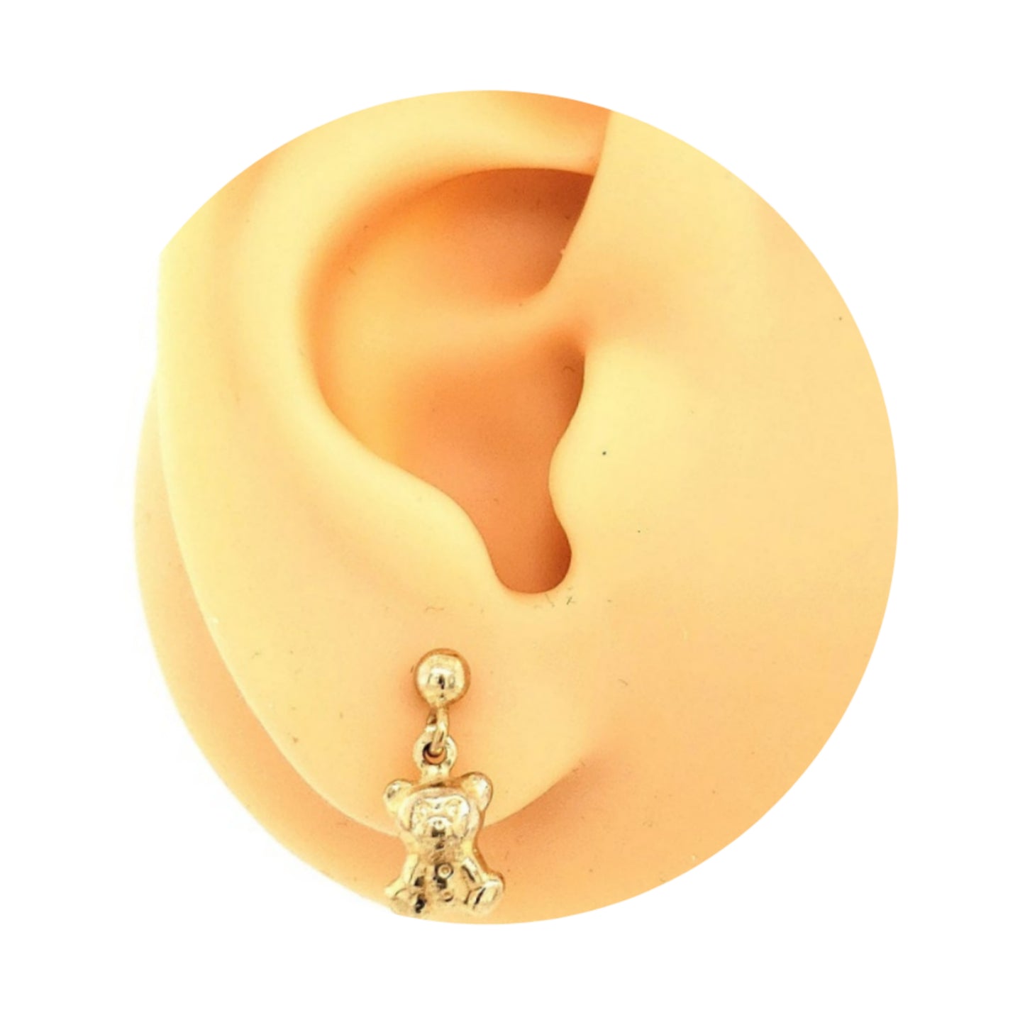 14k Childrens Teddy Bear Hanging Post Earrings - HK Jewels