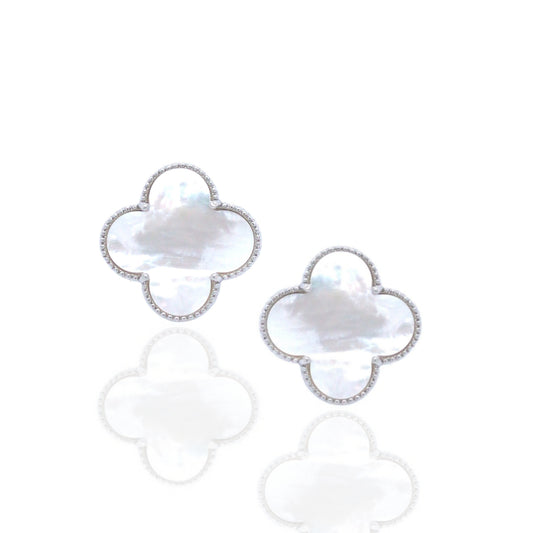 Sterling Silver Medium Clover Stud Earrings - HK Jewels