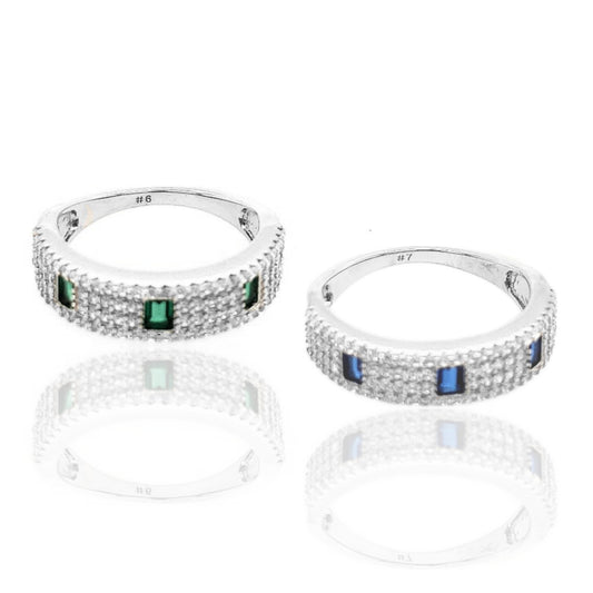 Sterling Silver Colored CZ Ring - HK Jewels