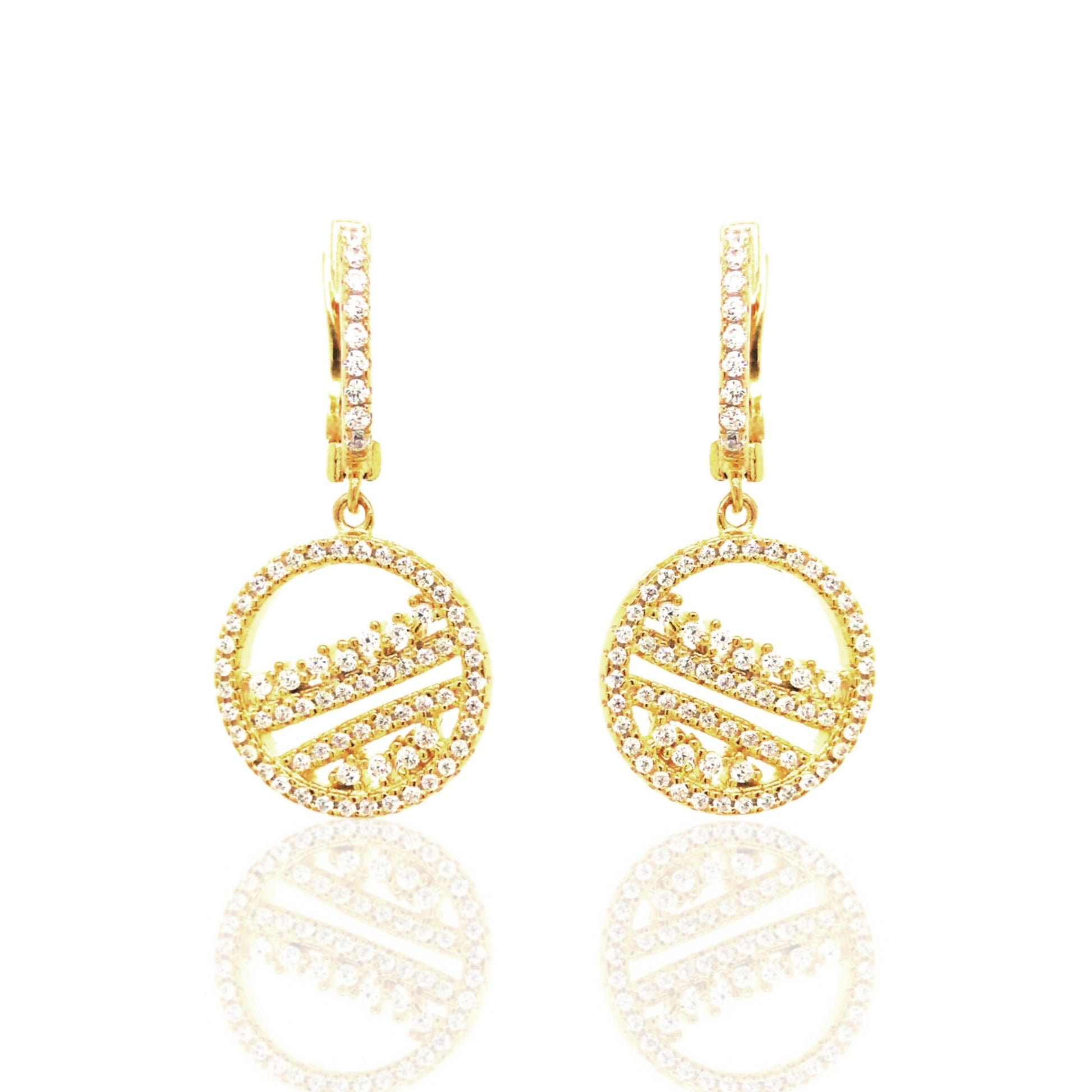 Sterlilng Silver Round Hanging Gold Plated Earring - HK Jewels