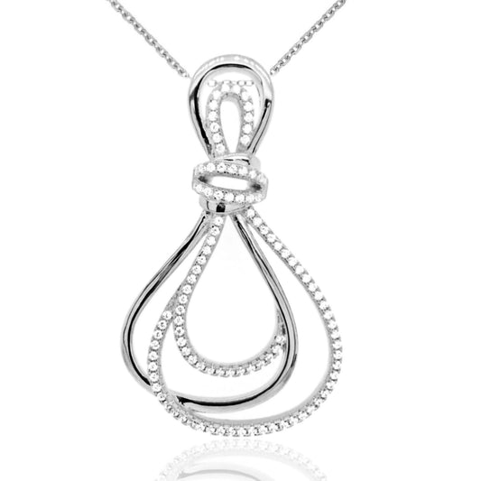 Sterling Silver Tied Teardrop Pendant - HK Jewels