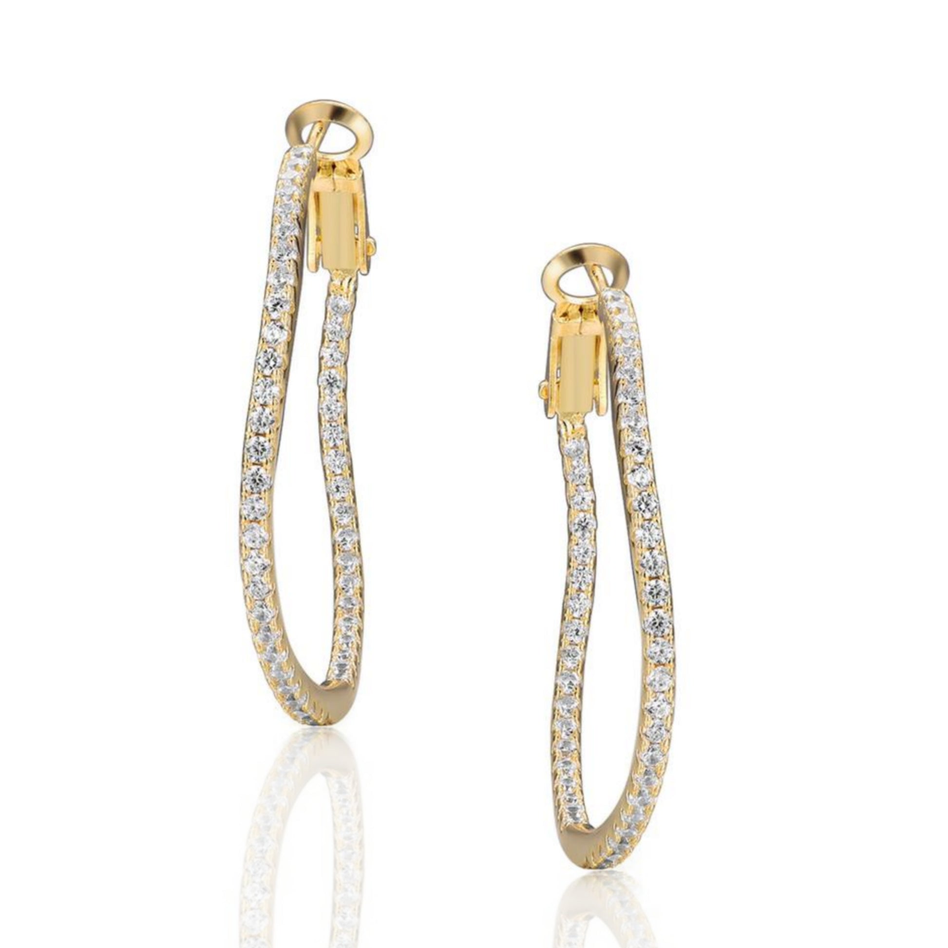 Round Wavy CZ Inside Out Hoop Earrings - HK Jewels