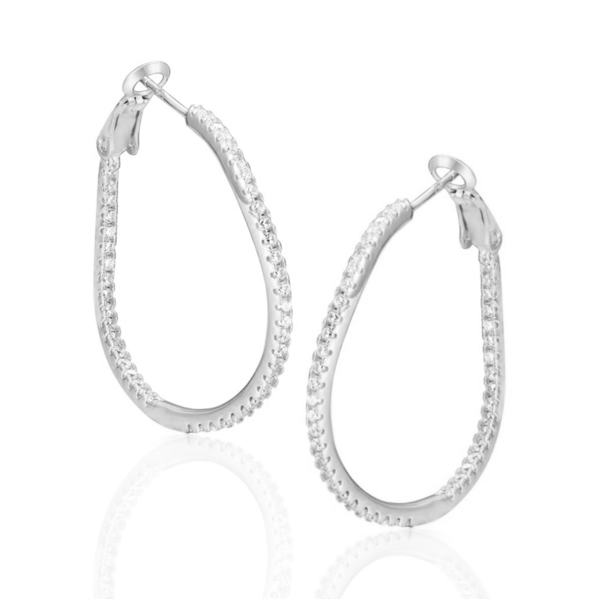 Round Wavy CZ Inside Out Hoop Earrings - HK Jewels