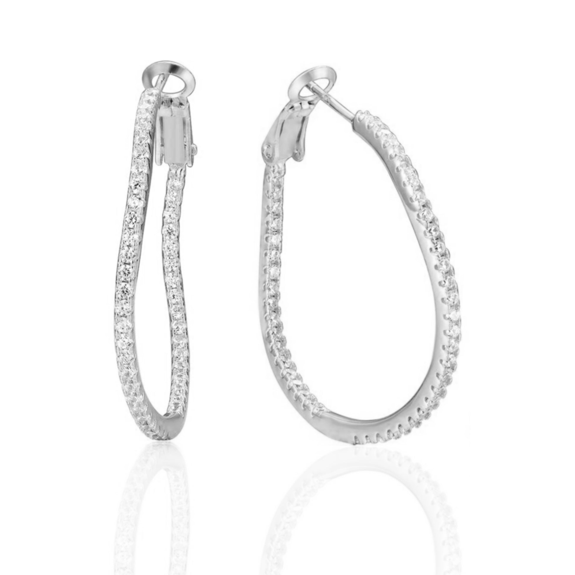 Round Wavy CZ Inside Out Hoop Earrings - HK Jewels