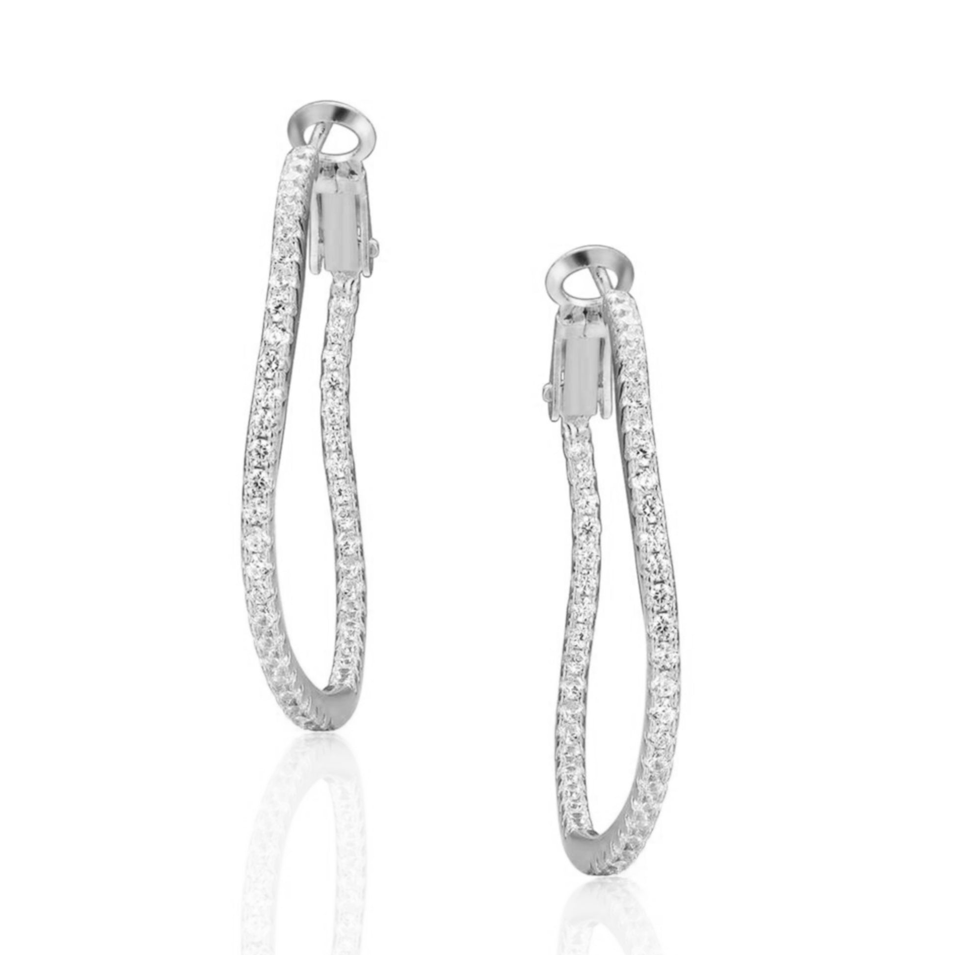 Round Wavy CZ Inside Out Hoop Earrings - HK Jewels