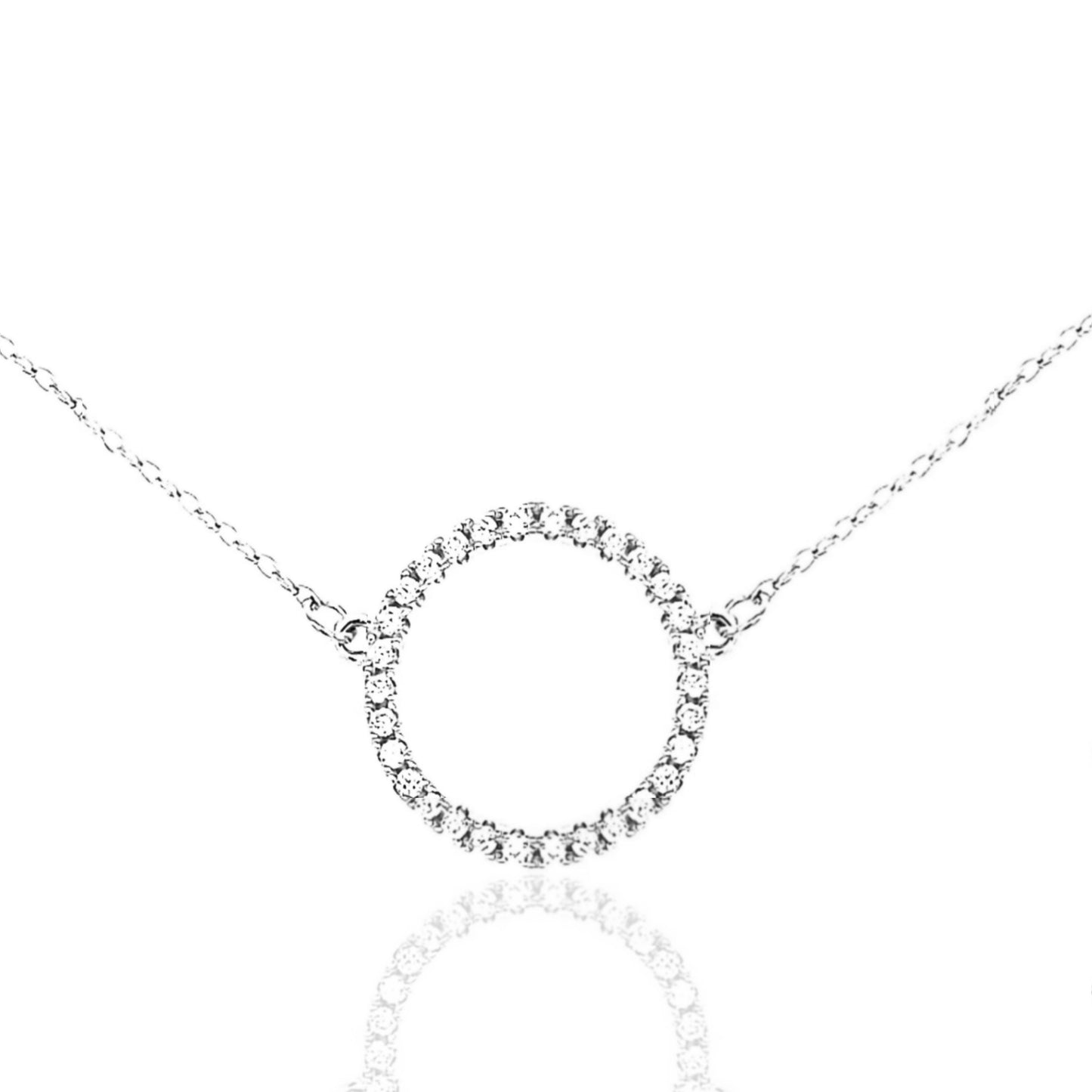 Sterling Silver CZ Circle Necklace - HK Jewels