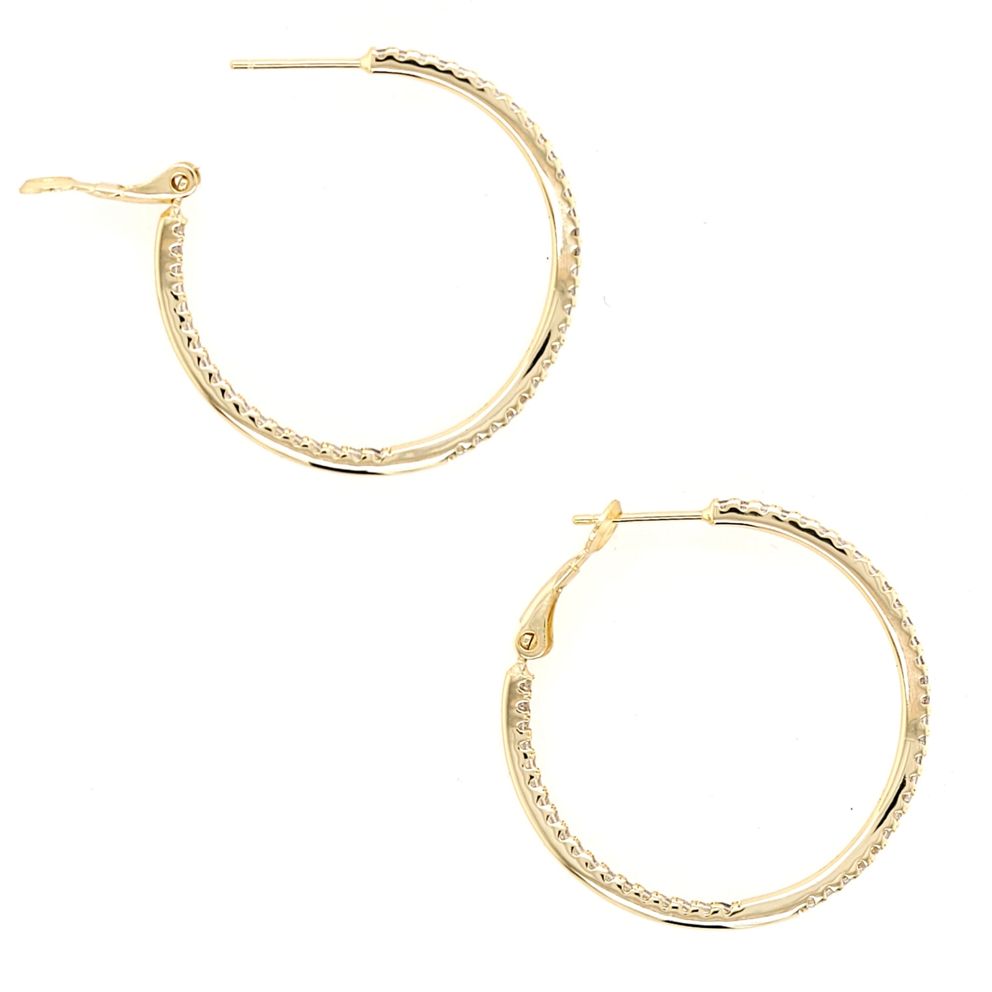 Round Wavy CZ Inside Out Hoop Earrings - HK Jewels