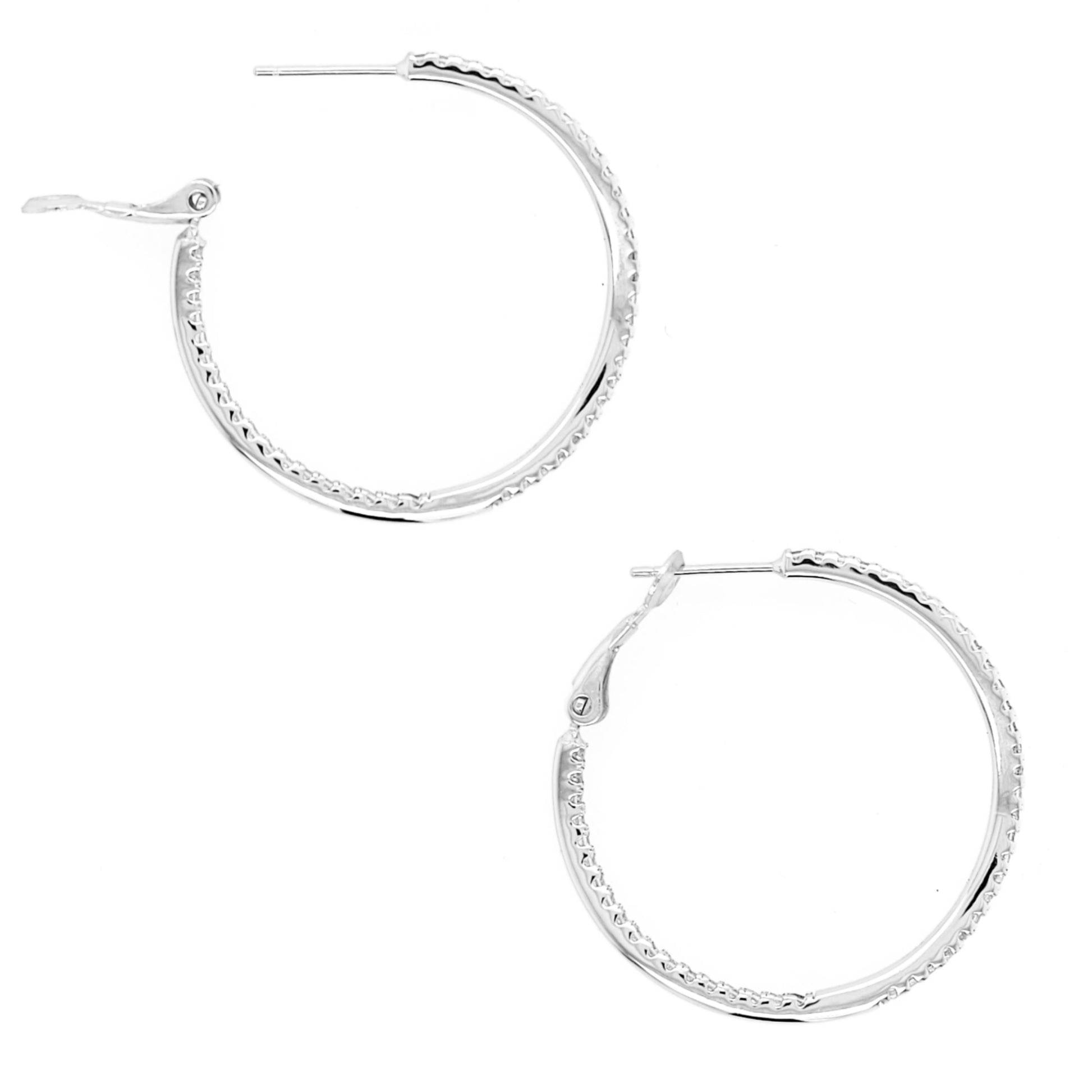Round Wavy CZ Inside Out Hoop Earrings - HK Jewels