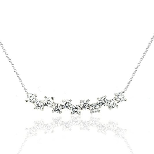 Sterling Silver CZ Bar Necklace - HK Jewels