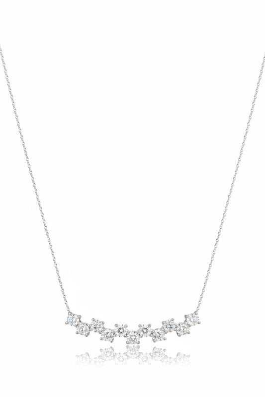 Sterling Silver CZ Bar Necklace - HK Jewels