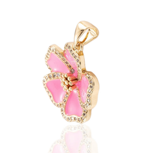 Pink Enamel Flower Necklace - HK Jewels