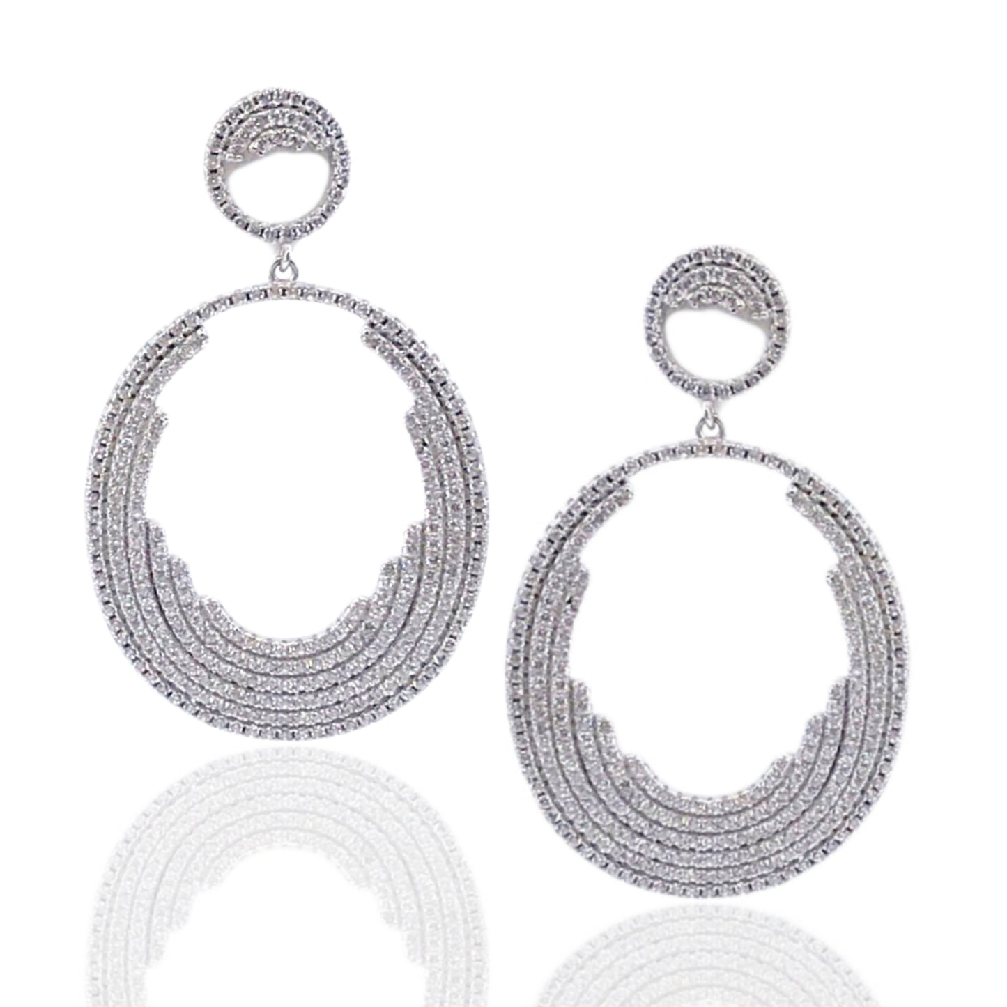 Sterling Silver Oval Earrings - HK Jewels