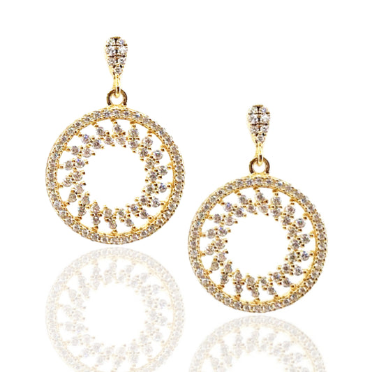 Sterling Silver Circle MicroPave Earrings - HK Jewels