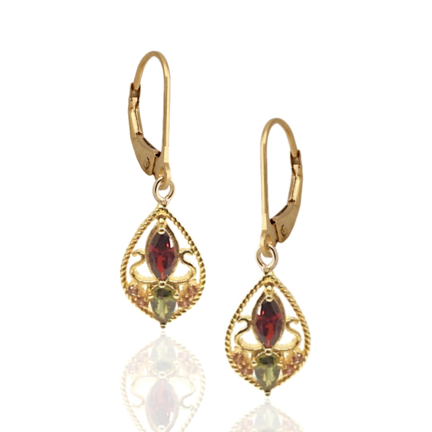 Gold Plated Surgical Steel Multicolor Stone Earrings - HK Jewels
