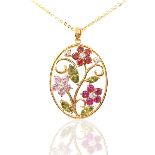 Flower Oval Pendant - HK Jewels