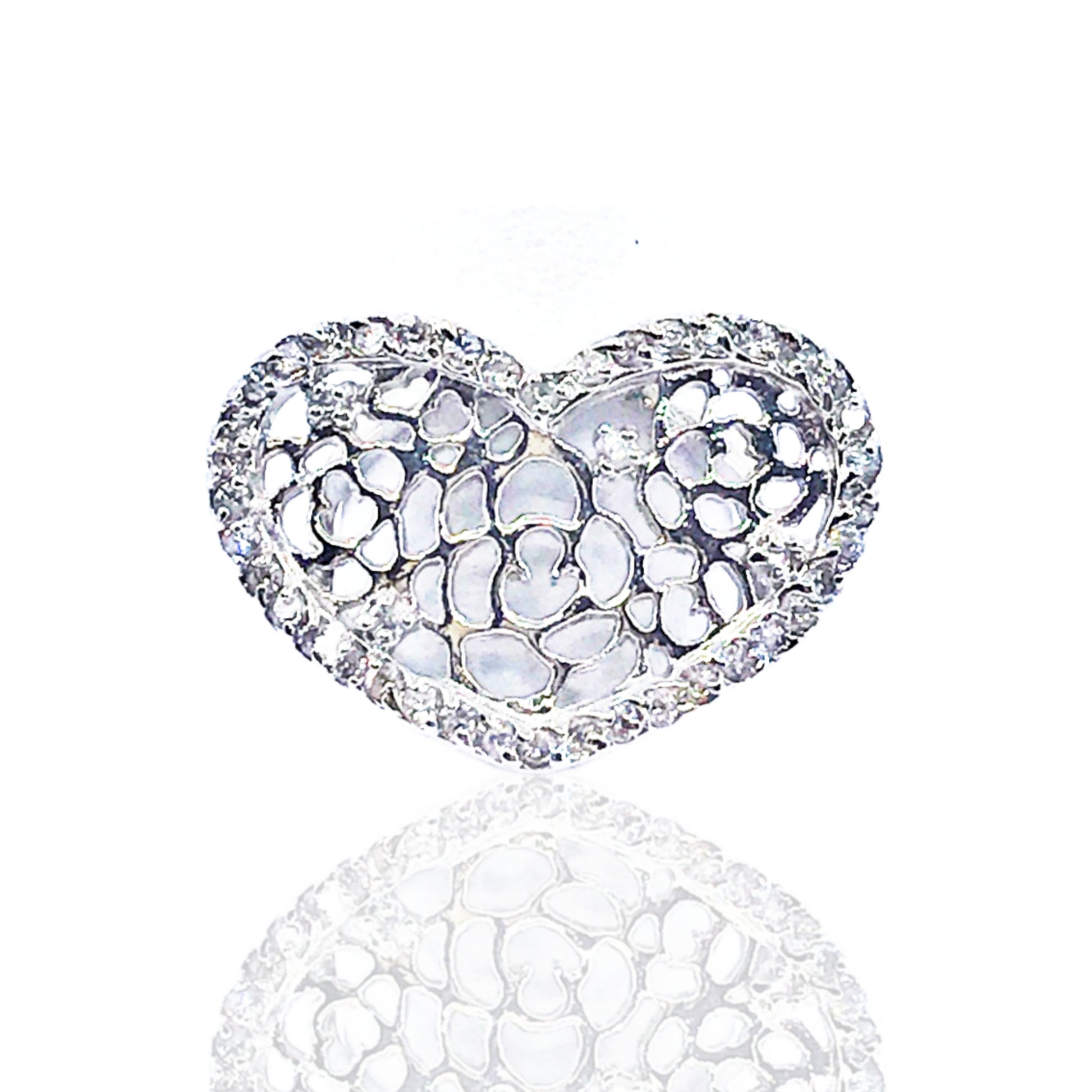 Sterling Silver Micro Pave Heart Ring - HK Jewels