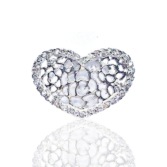 Sterling Silver Micro Pave Heart Ring - HK Jewels