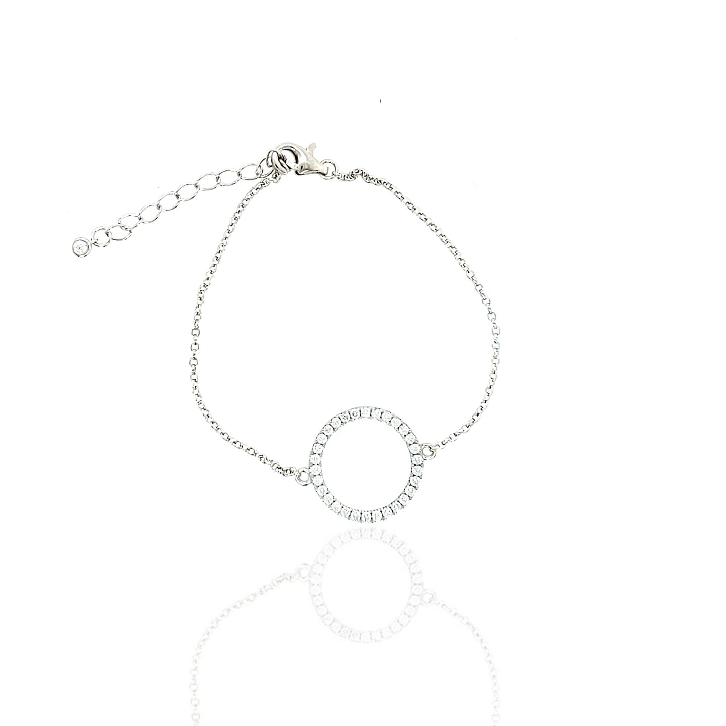 Sterling Silver Medium CZ Circle Bracelet - HK Jewels
