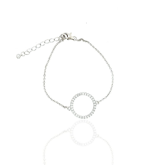 Sterling Silver Medium CZ Circle Bracelet - HK Jewels