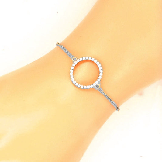 Sterling Silver Medium CZ Circle Bracelet - HK Jewels