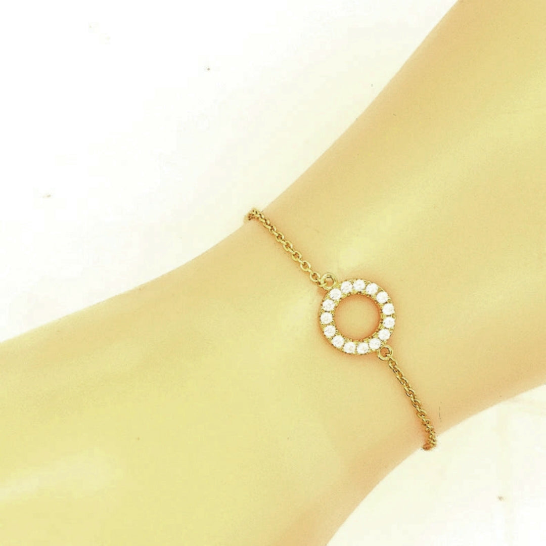 Sterling Silver Small CZ Circle Bracelet - HK Jewels