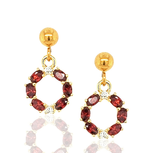 Small Oval Stone Circle Earring - HK Jewels