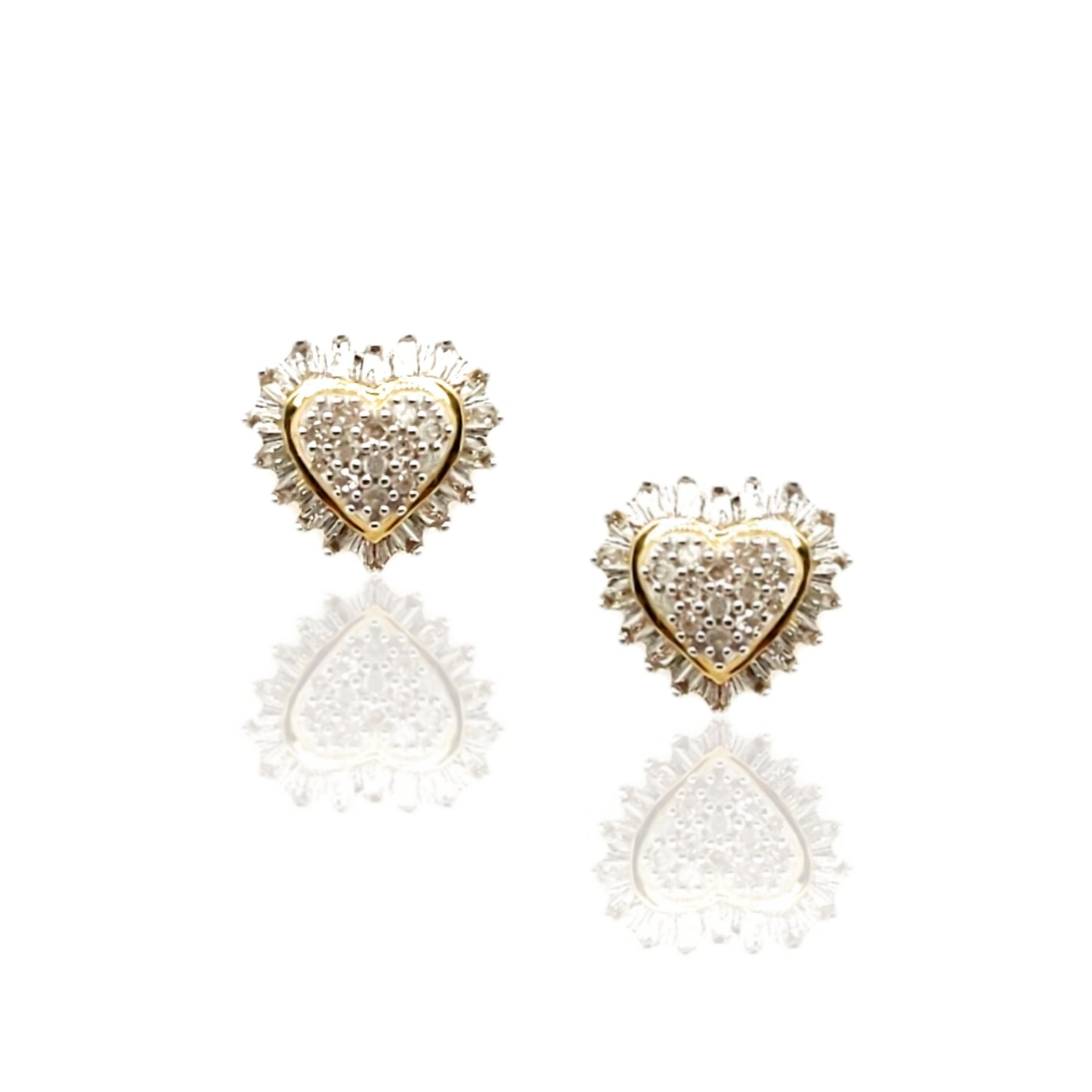 10K Gold And Diamond Heart Stud Earrings - HK Jewels