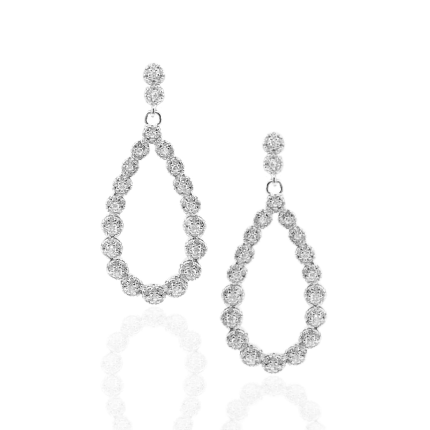 Sterling Silver Micropave Circles Teardrop Earrings - HK Jewels