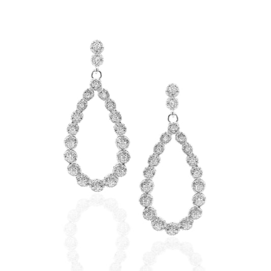 Sterling Silver Micropave Circles Teardrop Earrings - HK Jewels