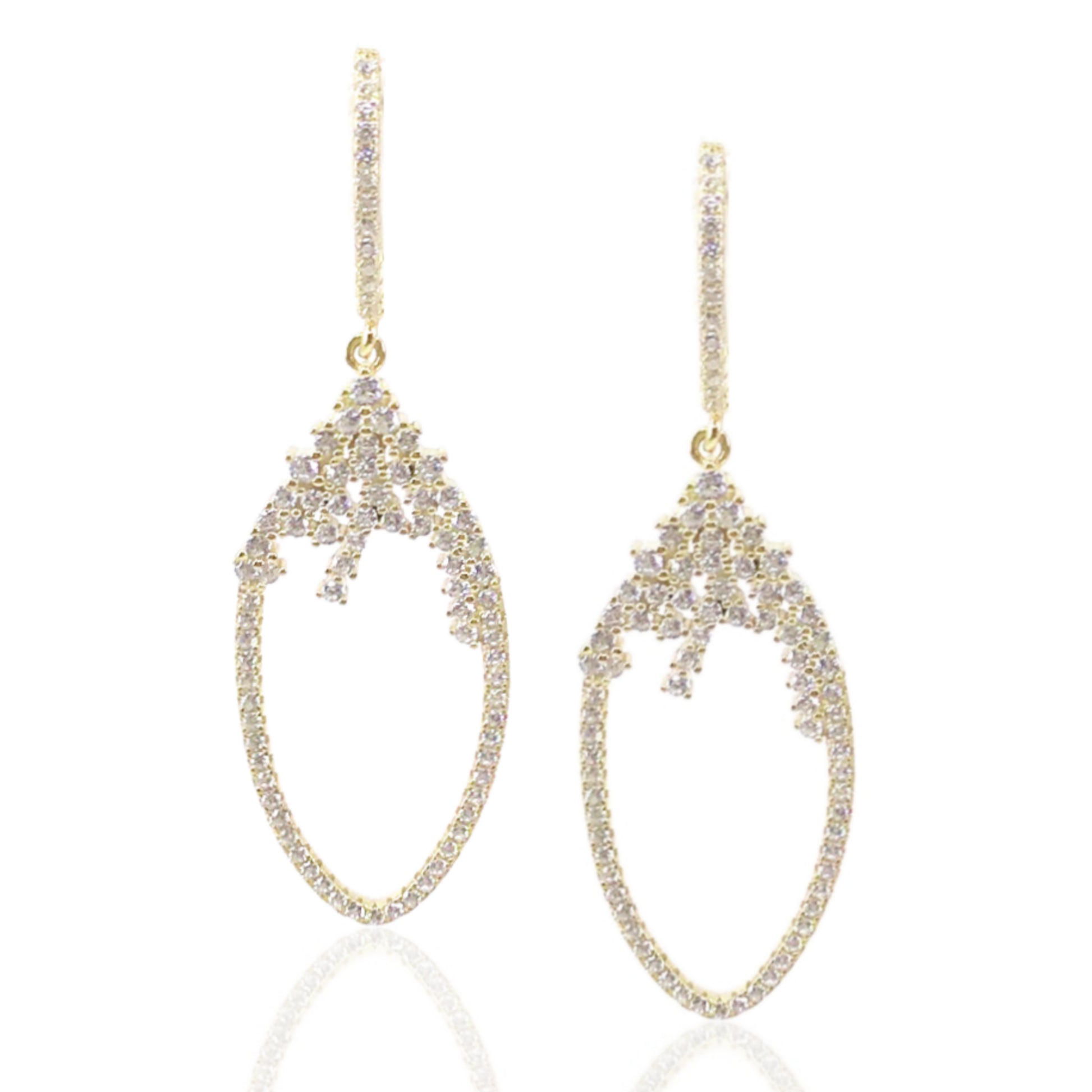 Sterling Silver Marquis-Shaped Earrings - HK Jewels