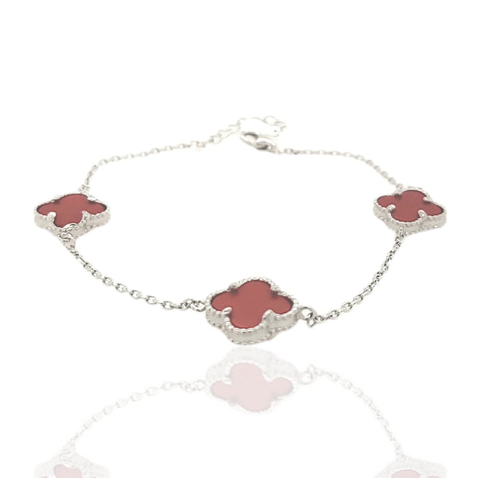 Sterling Silver Small Three Clover Bracelet - HK Jewels