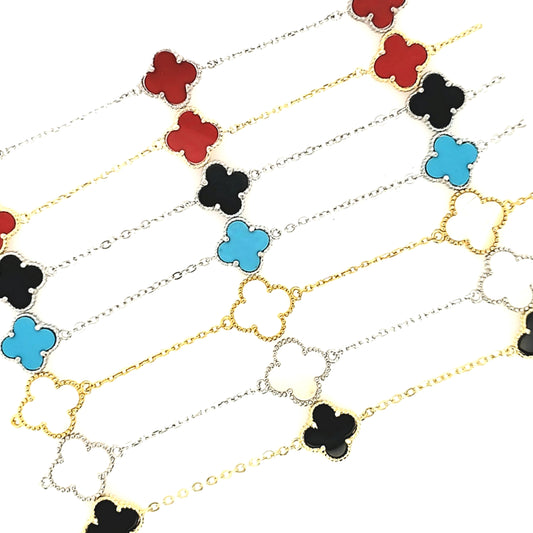 Sterling Silver Small Three Clover Bracelet - HK Jewels