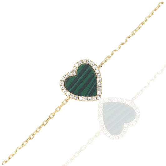 Sterling Silver CZ Outlined Stone Heart Bracelet - HK Jewels