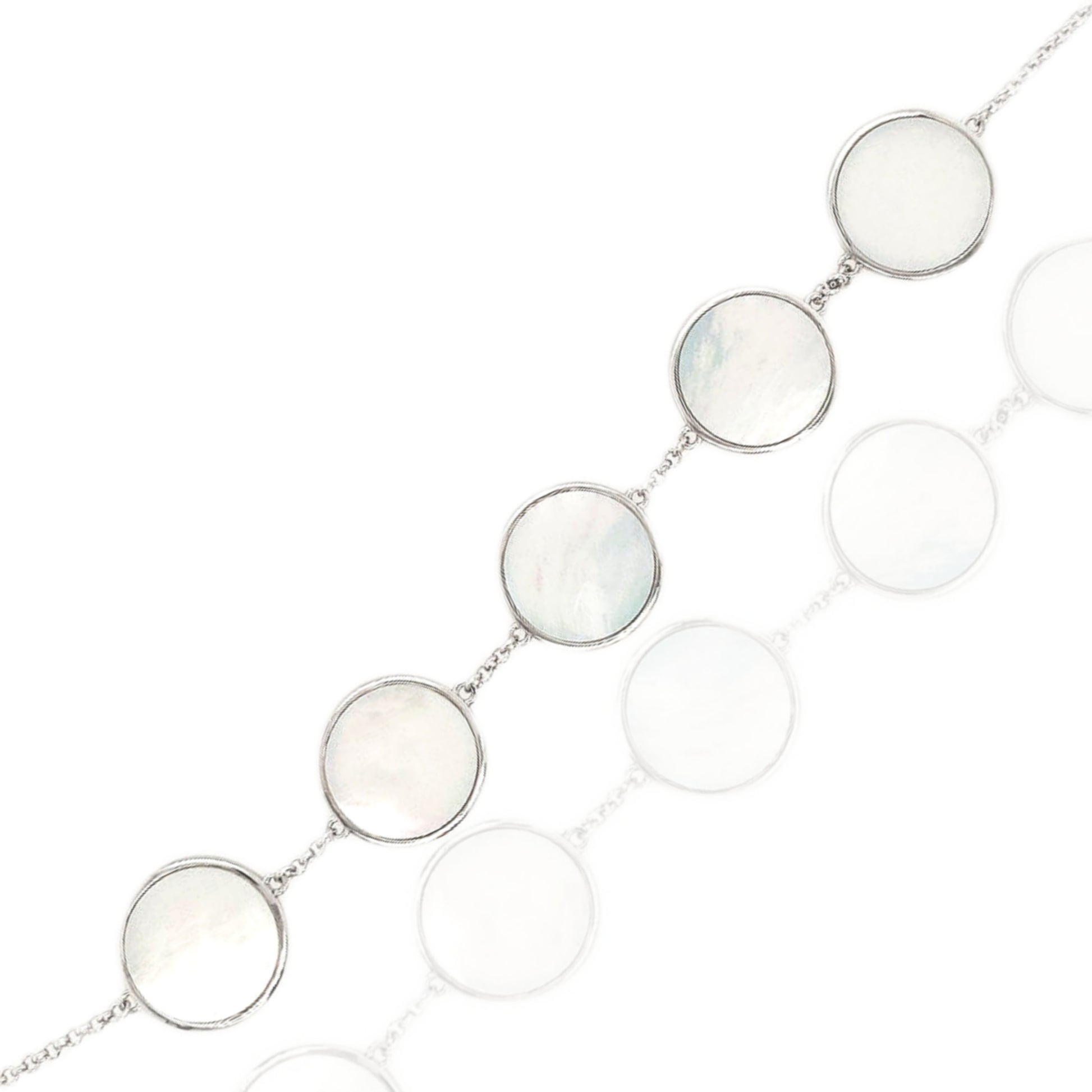 Sterling Silver 5 Circles Mother of Pearl Bracelet - HK Jewels