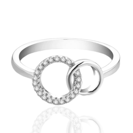 Sterling Silver Micropave CZ Circle Ring - HK Jewels