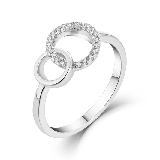 Sterling Silver Micropave CZ Circle Ring - HK Jewels