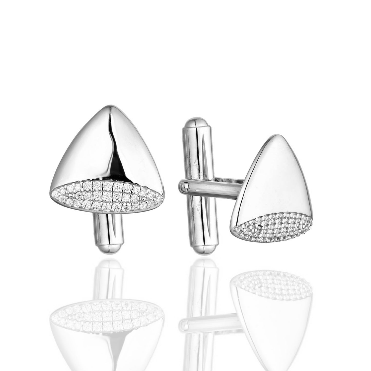 Sterling Silver Three Sided CZ Cufflinks - HK Jewels