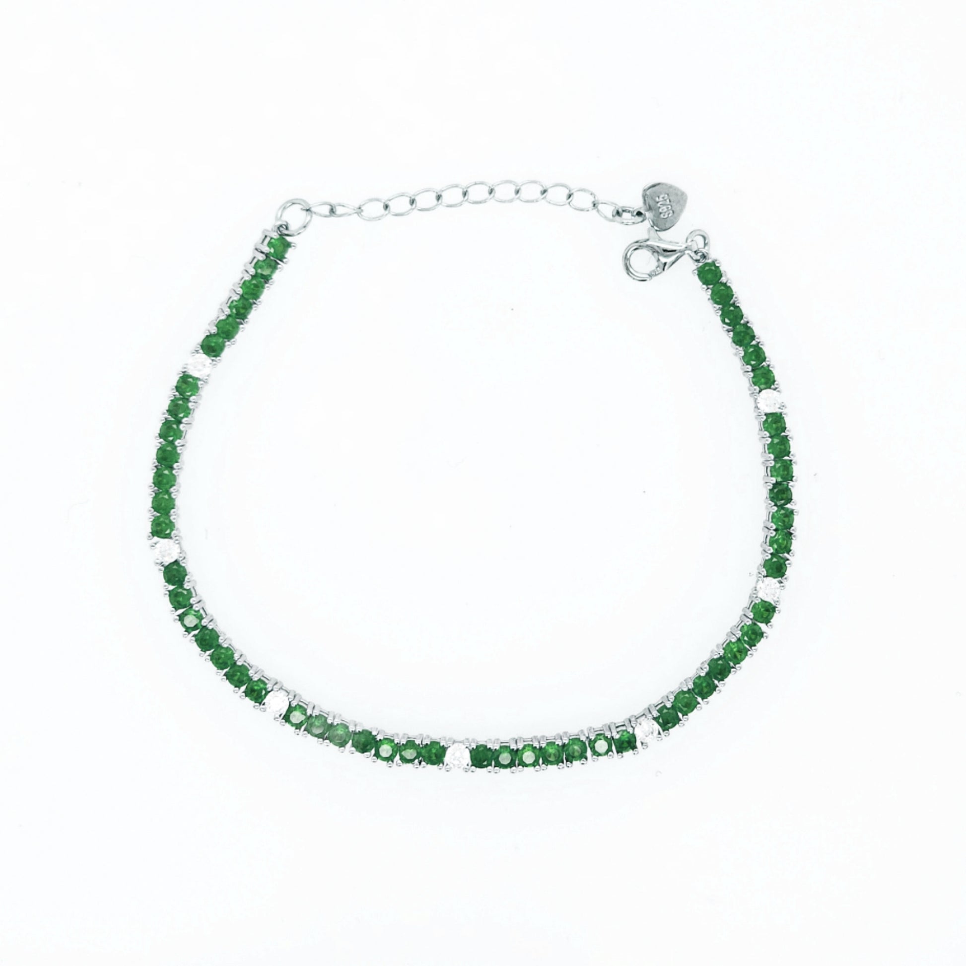 Sterling Silver Ruby, Emerald, and Sapphire Colored CZ Stone Tennis Bracelets - HK Jewels