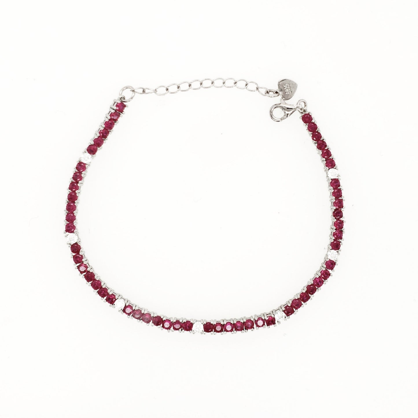 Sterling Silver Ruby, Emerald, and Sapphire Colored CZ Stone Tennis Bracelets - HK Jewels