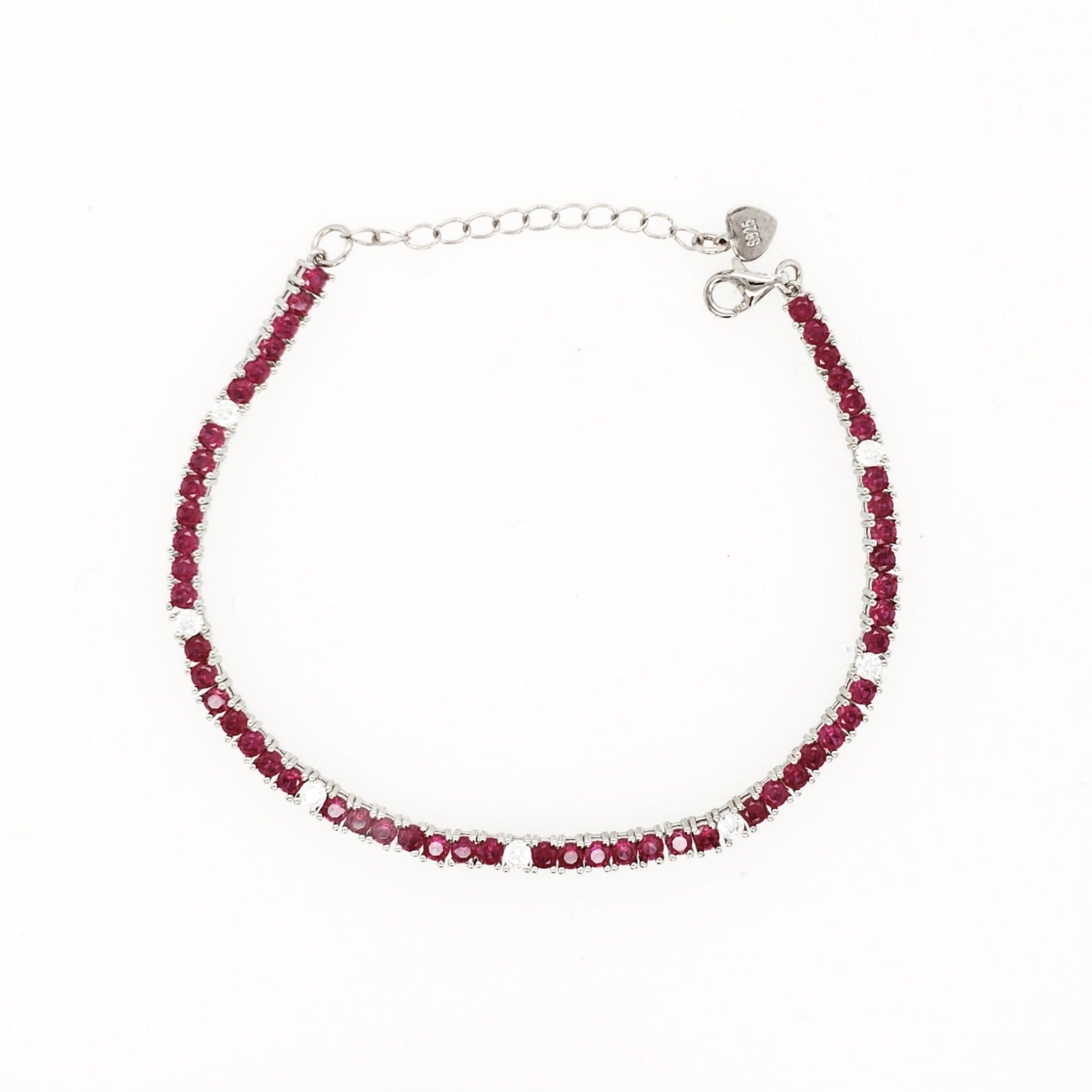 Sterling Silver Ruby, Emerald, and Sapphire Colored CZ Stone Tennis Bracelets - HK Jewels