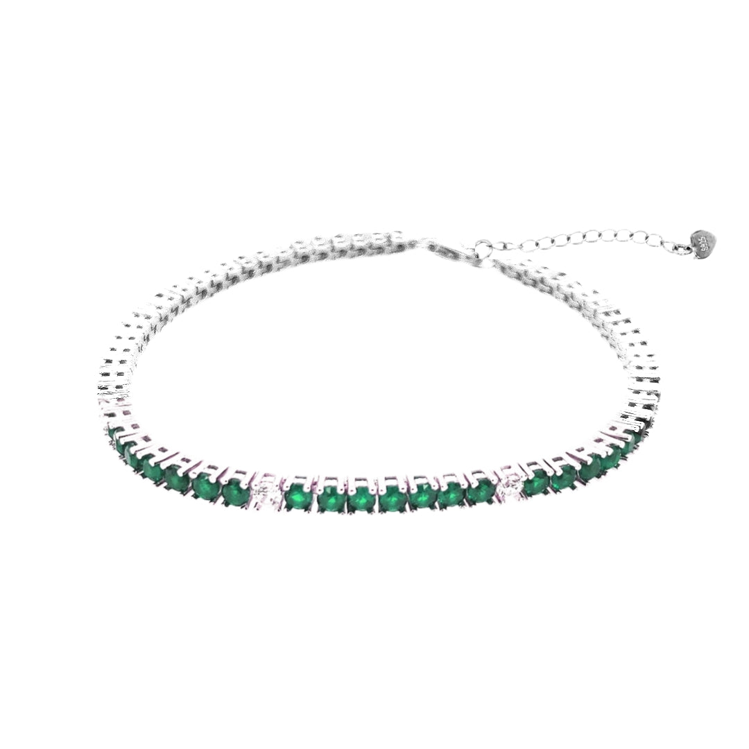 Sterling Silver Ruby, Emerald, and Sapphire Colored CZ Stone Tennis Bracelets - HK Jewels