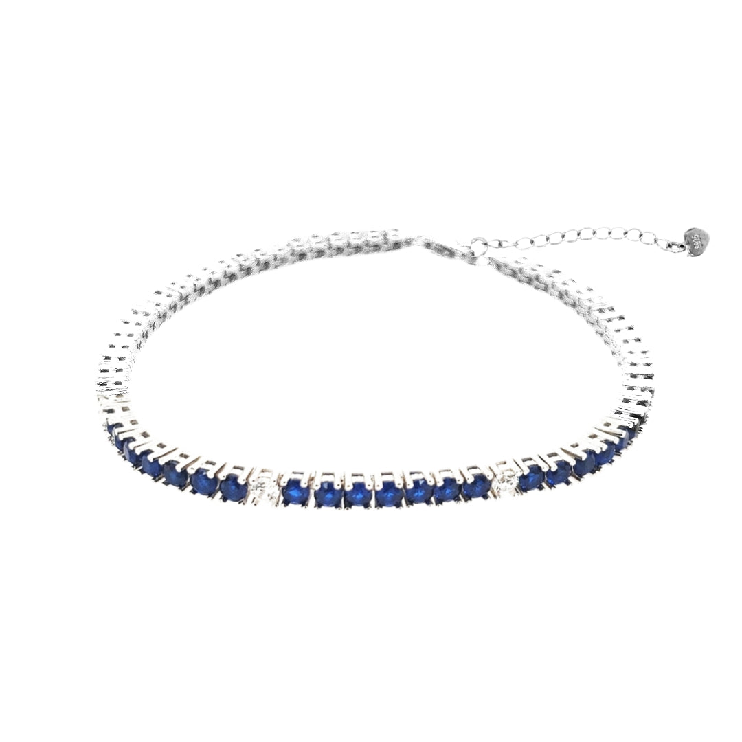 Sterling Silver Ruby, Emerald, and Sapphire Colored CZ Stone Tennis Bracelets - HK Jewels