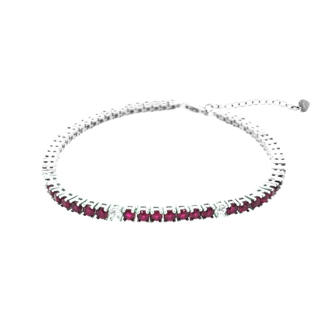 Sterling Silver Ruby, Emerald, and Sapphire Colored CZ Stone Tennis Bracelets - HK Jewels