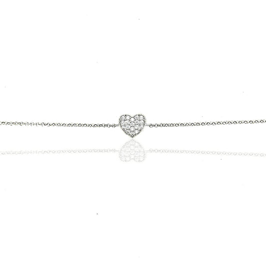 Sterling Silver Small CZ Heart Bracelet - HK Jewels
